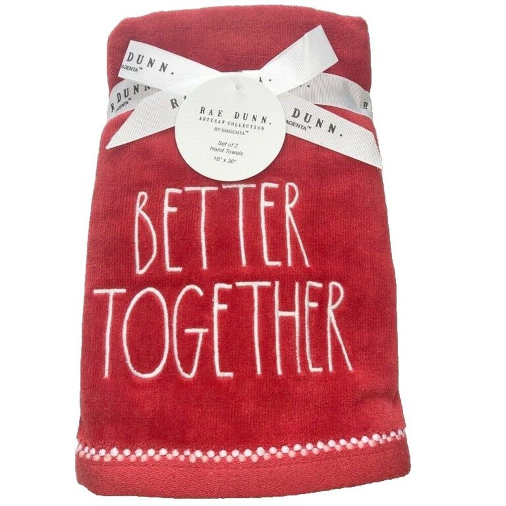 Rae Dunn Hand Towels Valentines Day Bath Better Together Embroidered Set of 2